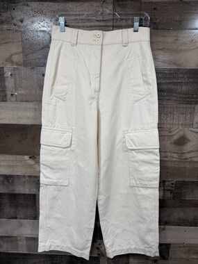Weekend Max Mara Women’s Cream Cargo Wide-Leg Pants size 6